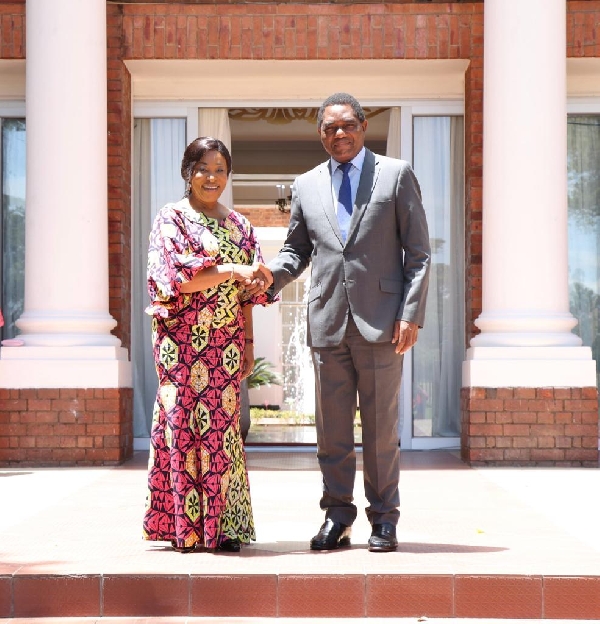 Foreign Minister Shirley Ayorkor Botchwey and President Hakainde Hichilema