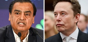 Elon Musk (right) has accused the Ambanis of blocking Starlink's entry into India Elon Musk (right) has accused the Ambanis of blocking Starlink's entry into India