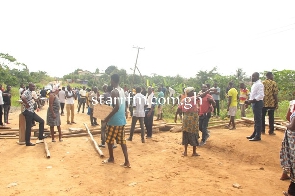 Some residents of Nyamekrom protesting against bad roads