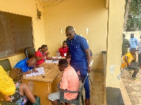 An aspiring MP for the Adentan constituency, Kwasi Obeng-Fosu at a registration centre