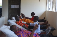 Dr. Afful Monney among others donating blood