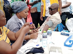 Second Lady of Ghana, Samira Bawumia asssiting with the health screening