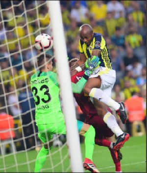Dede Ayew's first goal for Fenerbache was a powerful header