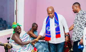 NPP National Chairman Stephen Ntim shakes Asutifi South Constituency