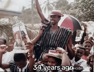 Asiedu Nketiah campaigning for Parliament in 1992 Asiedu Nketiah campaigning for Parliament in 1992