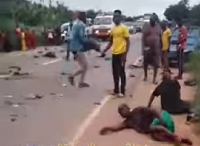 Scene of the raod clash on the Accra - Cape Coast road