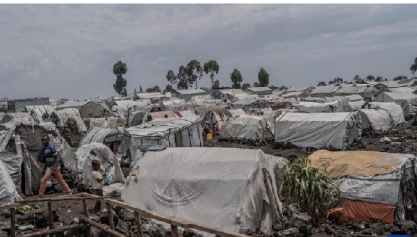 Displaced people are seen in a refugee camp on the outskirts of Goma, North Kivu Province DRC