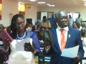 Comfort Attah and Patrick Kojo were sworn in as DCEs for Biakoye and South Dayi respectively