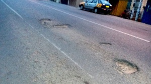 Some of the potholes on the Koforidua road