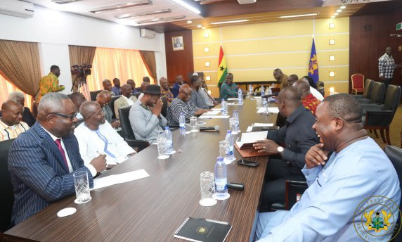 File: The leaders of political parties in Ghana at a meeting with President Akufo-Addo