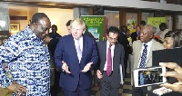 Minister for Trade and Industry, Alan Kyeremateng with Boris Johnson and Jon Benjamin