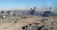 A file photo of burnt out wreckage of several aircraft about 50 kilometers from  Esfahan