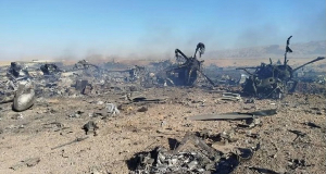 A file photo of burnt out wreckage of several aircraft about 50 kilometers from  Esfahan