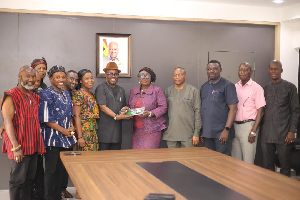 A delegation from MUSIGA met with the Minister of Tourism, Dzifa Gomashie (M)
