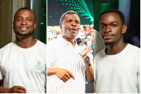 Elder Kwabena Donkor (M) lost his two children in the crash, Frank Donkor(L) and his younger brother