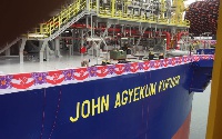 Image of FPSO John Agyekum Kufuor at Keppel shipyard in Singapore