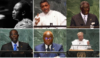 A picture collage of all Ghanaian presidents who have spoken at the UNGA so far