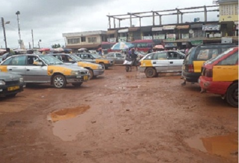 Sunyani taxi rank flooded and full of potholes