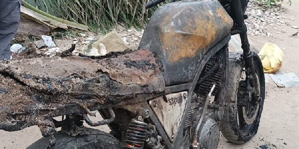 The incident resulted in the destruction of a shop and two motorbikes