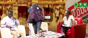 A screen grab of the ATV presenter the moment she asked the NPP man to leave the studio