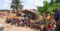 Some residents of Denkyira-Obuasi assembled by soldiers over the murder of Captain Mahama
