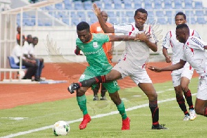 Adams Zikiru (in green) scored four goals for Zesco United