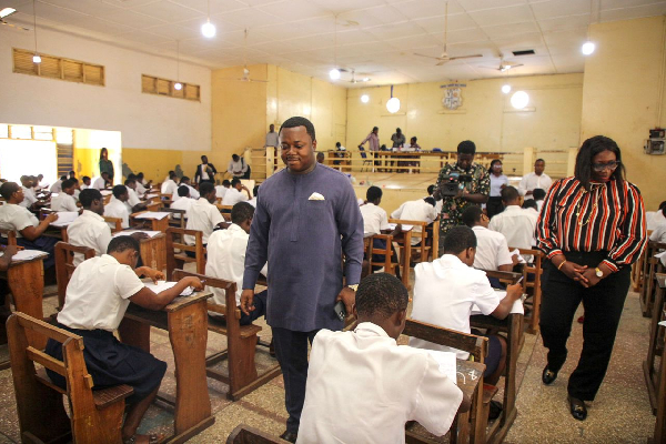 Rev. Ntim Fordjour inspecting the ongoing examination