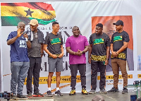 Julius Debrah pictured with MP of Madina, other party officials