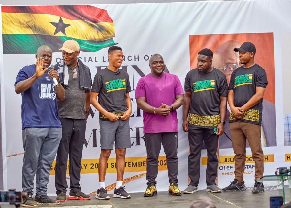 Julius Debrah pictured with MP of Madina, other party officials