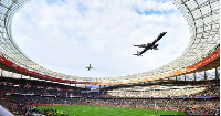 The planes flew over the stadium shortly before the start of the South Africa-New Zealand match