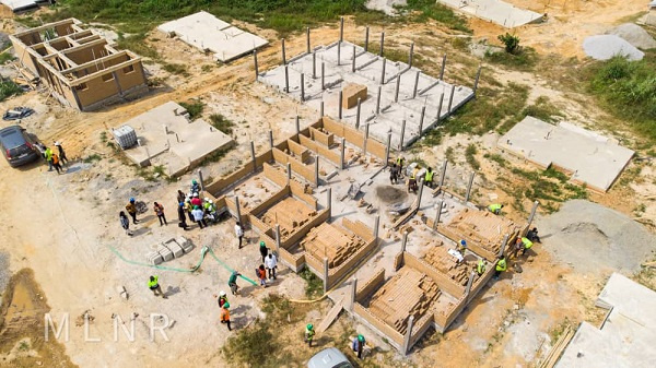 An aerial view of the construction site