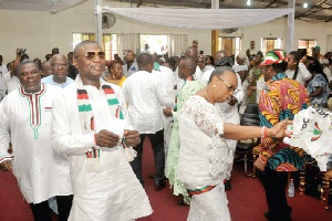 Some executive members of the NDC dancing during the service