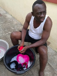 Akrobeto washing wife's lingerie's