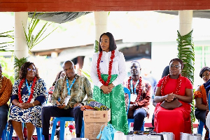 Shirley Ayorkor Botchwey with other Ghanaian officials during the visit