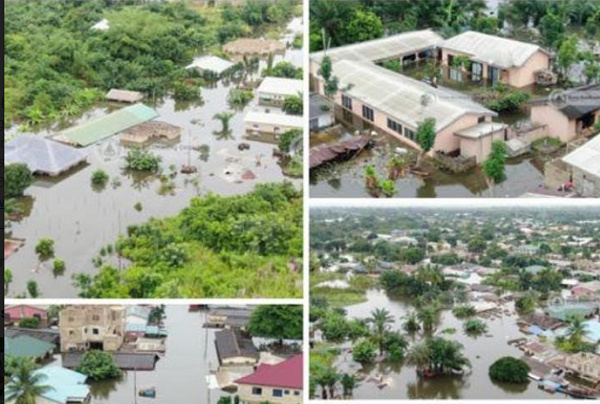 Arial view of some affected areas submerged by the flood.