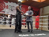 Mr Eazi with Carl Lokko of Bronx Boxing Gym