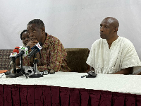 Kwesi Pratt Jnr (behind mics) addressing a press conference on the subject matter