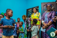 The Accra mayor with some of the children