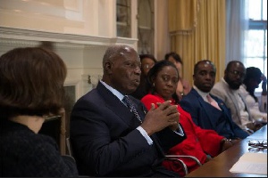 Dr. Barfuor Adjei-Barwuah addresses students, staff, faculty and alumni of Boston University