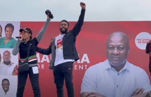 Kimathi Rawlings (R) and his sister Zanetor Agyeman-Rawlings campaigning for Mahama