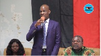 Minority Leader, Haruna Idrissu addressing pressmen at the party's headquarters