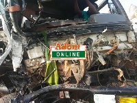 One of the mangled cars involved in the crash
