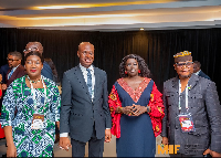 Chief Executive Officer of the Minerals Income Investment Fund (MIIF), Justina Nelson (L)