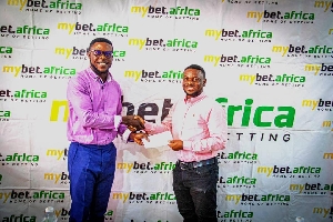 Officials of Mybet.Africa and Home Star FC during the ceremony