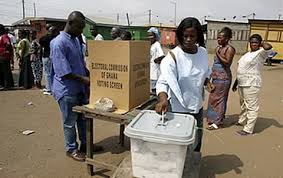 Voters queue at polling station