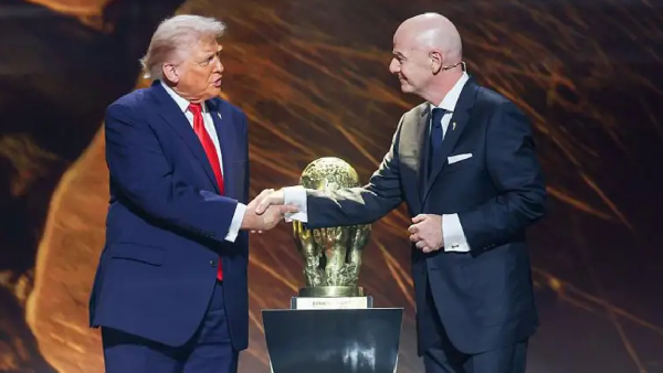 President Donald Trump and Gianni Infantino, pictured at December's World Cup draw