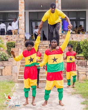 A display by cultural group at the launching ceremony in Ho