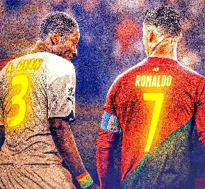 Asamoah Gyan and Cristiano Ronaldo