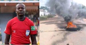 Deceased referee Patrick Ngalamulume ( in red attire)