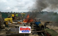 Taskforce destroyed mining equipment at Denkyira-Obuasi